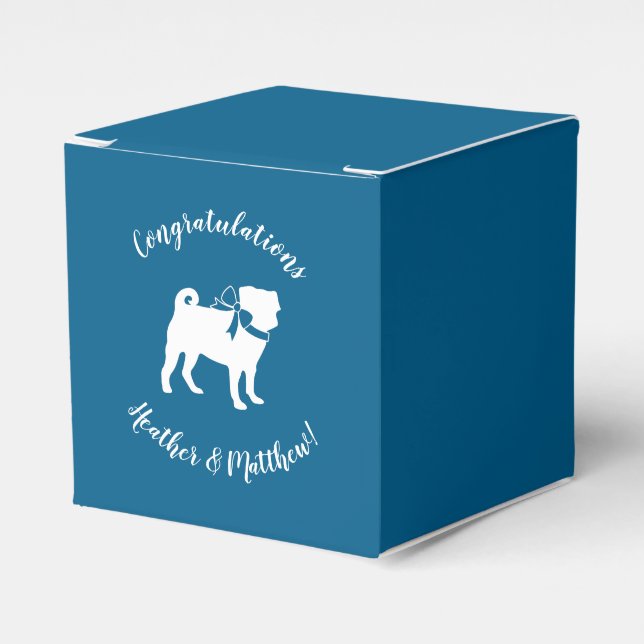 Mops Party Blue Theme Celebration Geschenkschachtel (Vorderseite)