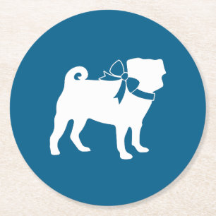 Mops Party Blue Theme Celebration Runder Pappuntersetzer