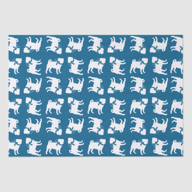 Mops Party Blue Theme Celebration Seidenpapier (Vorderseite)