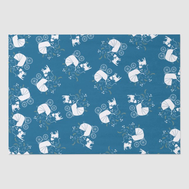 Mops Party Blue Theme Celebration Seidenpapier (Vorderseite)