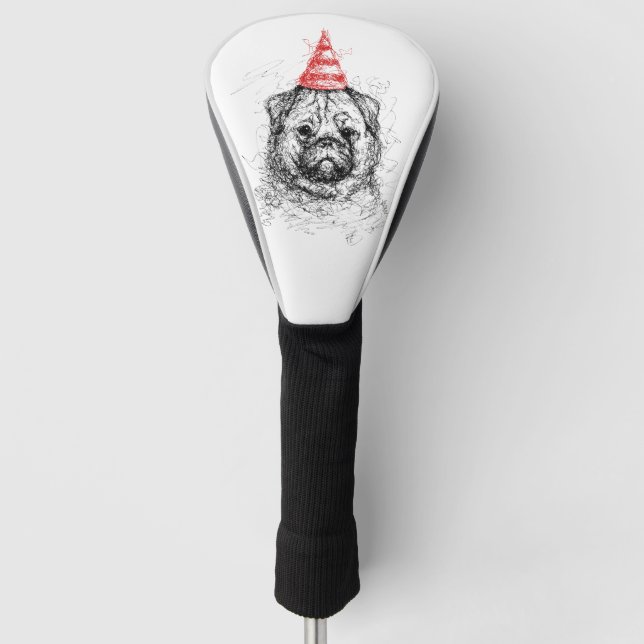 Mops Party Scribble Golf Head Cover Headcover (Vorderseite)