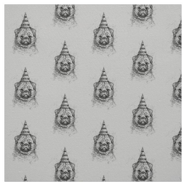 Mops Party Scribble Stoff (Muster)