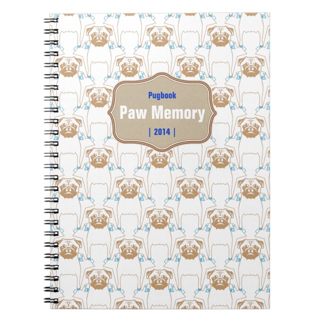 Mops Pattern Blau Notizblock (Vorderseite)
