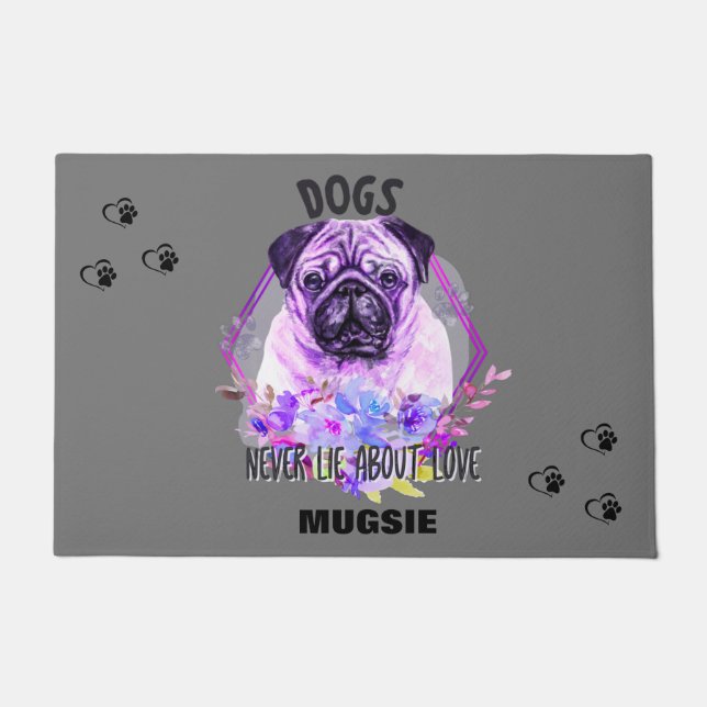 "MOPS" PERSONALISIERTE DOORMAT FUßMATTE (Vorderseite)