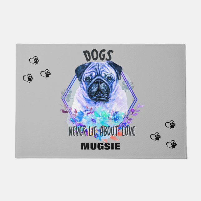 "MOPS" PERSONALISIERTE DOORMAT FUßMATTE (Vorderseite)