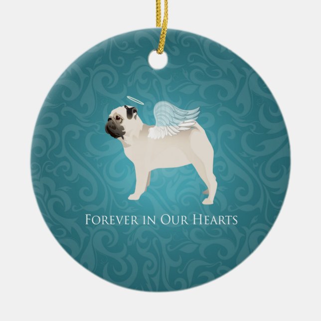Mops Pet Memorial - Mops Angel Keramikornament (Vorne)