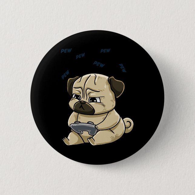 Mops Pew Gamepad Niedlich Hob Button (Vorderseite)