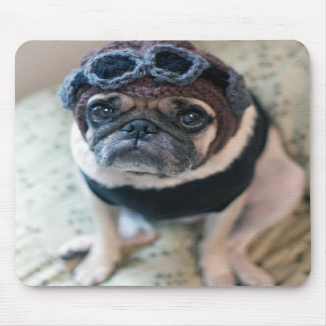 Mops Pilot Mousepad (Vorne)