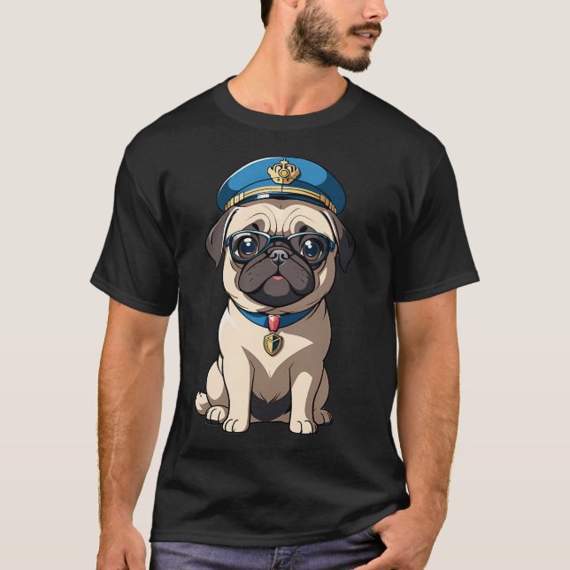 Mops-Pilot T-Shirt (Vorderseite)