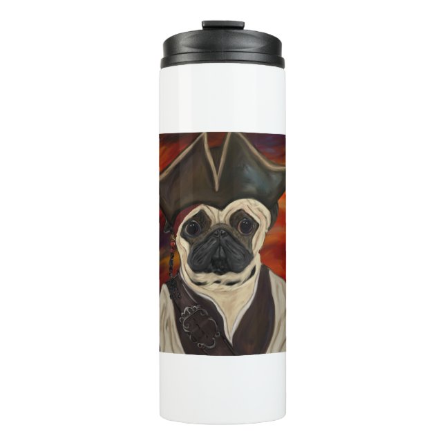 Mops-Pirat Thermosbecher (Vorderseite)