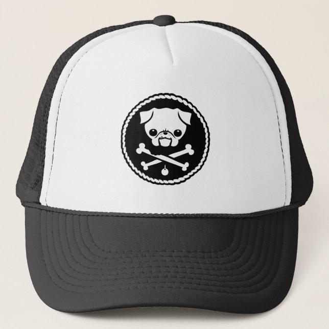 Mops-Pirat Truckerkappe (Vorderseite)