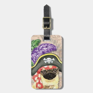 Mops Pirate Luggage Tag Gepäckanhänger