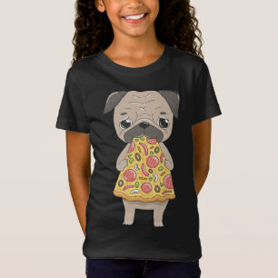 Mops Pizza - Niedlicher Mops Hunde essen Pizza Sli T-Shirt