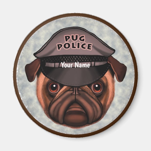 Mops Polizei Magnet (Vorne)