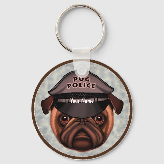 Mops-Polizei Schlüsselanhänger (Vorderseite)