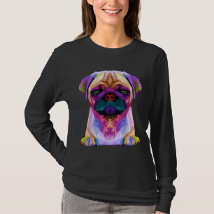Mops Pop Art Colorful Portrait Carlino für Hunde L T-Shirt