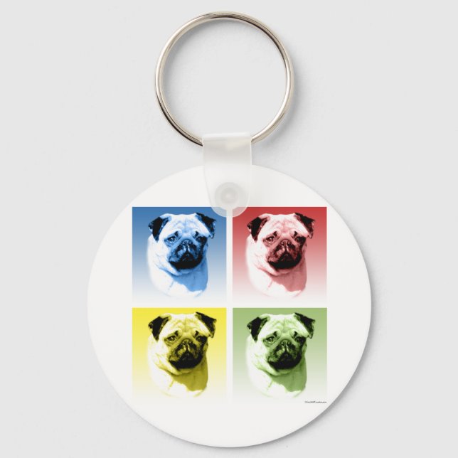 Mops Pop Art Schlüsselanhänger (Vorderseite)