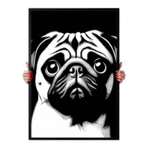 Mops Pop Art Weiß & Schwarz Lustige Chic Ästhetik