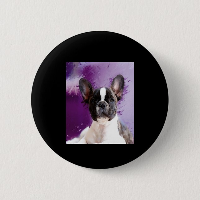 Mops Portrait Kunst, Niedlicher Mops Button (Vorderseite)