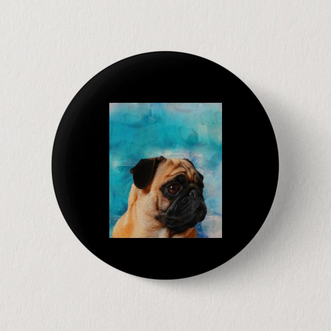 Mops Portrait Niedlicher Mops Mops Lover Button (Vorderseite)