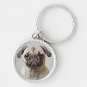 Mops-Portrait Schlüsselanhänger