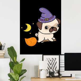 Mops Poster Hexe