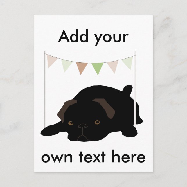 Mops Postkarte (Vorderseite)