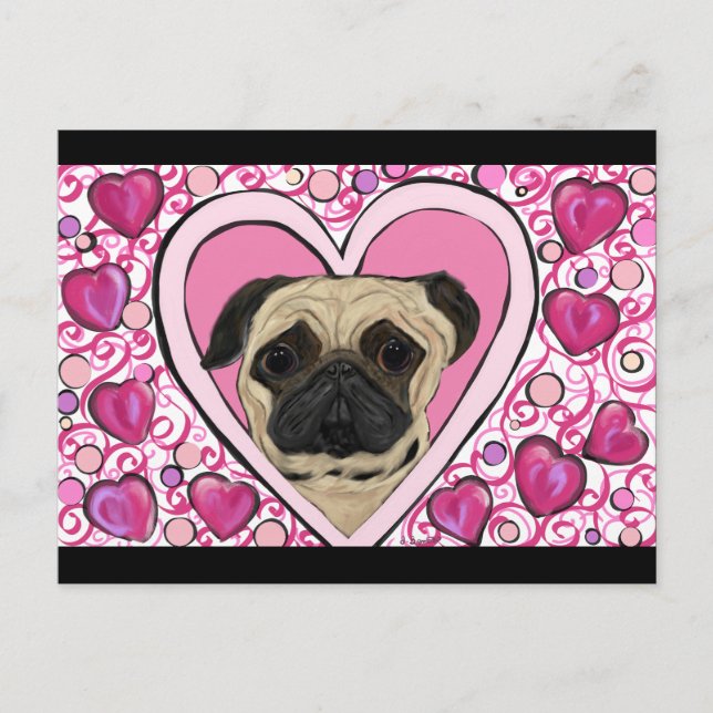 Mops Postkarte (Vorderseite)