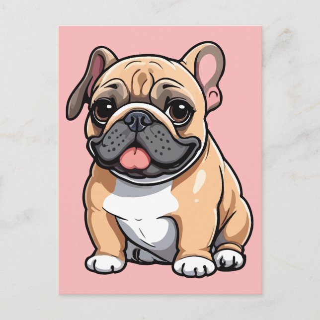 Mops Postkarte (Vorderseite)