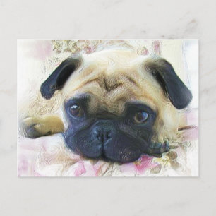 Mops Postkarte