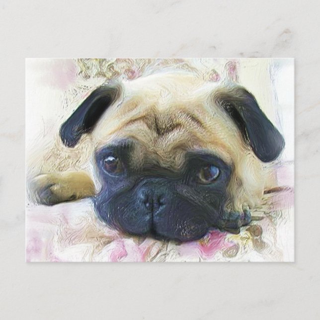 Mops Postkarte (Vorderseite)
