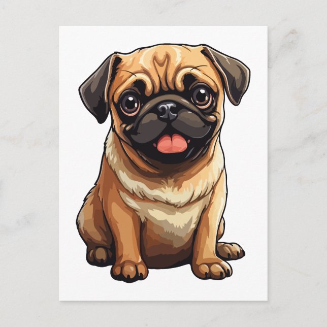 Mops Postkarte (Vorderseite)