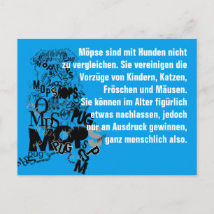 Mops Postkarte Spruch