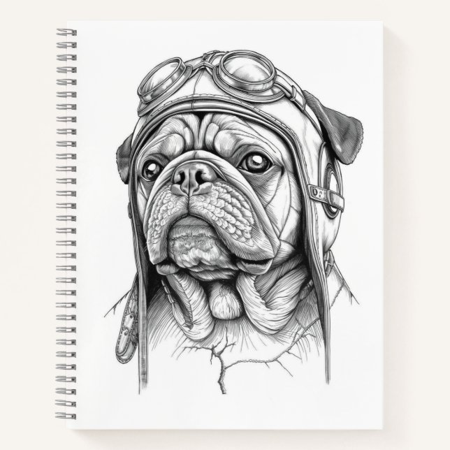 Mops / Pug Marble Statue Antique Style Notebook Notizbuch (Vorderseite)