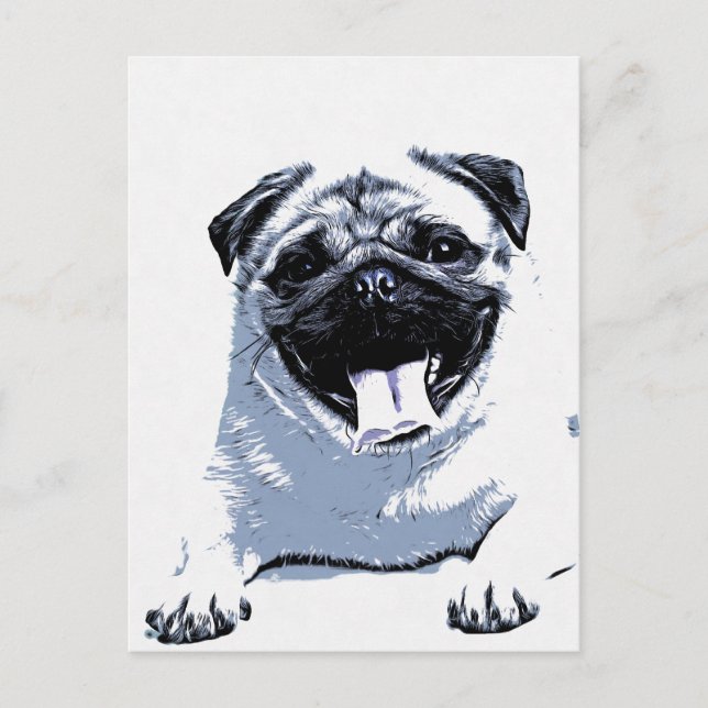 Mops Pugly Postkarte (Vorderseite)