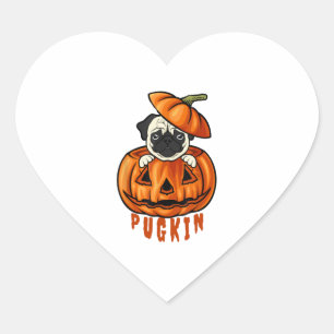Mops Pumpkin Halloween Pugkin Kostüm für Mops Hund Herz-Aufkleber