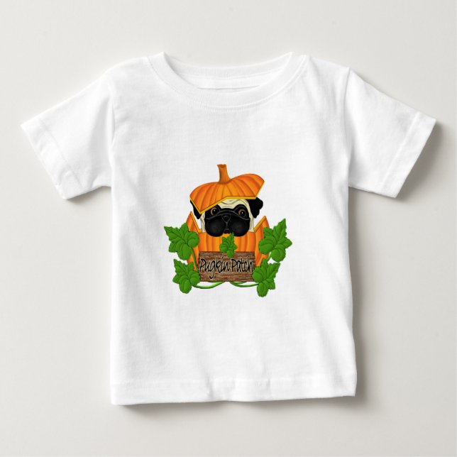 Mops Pumpkin Patch Baby T-shirt (Vorderseite)