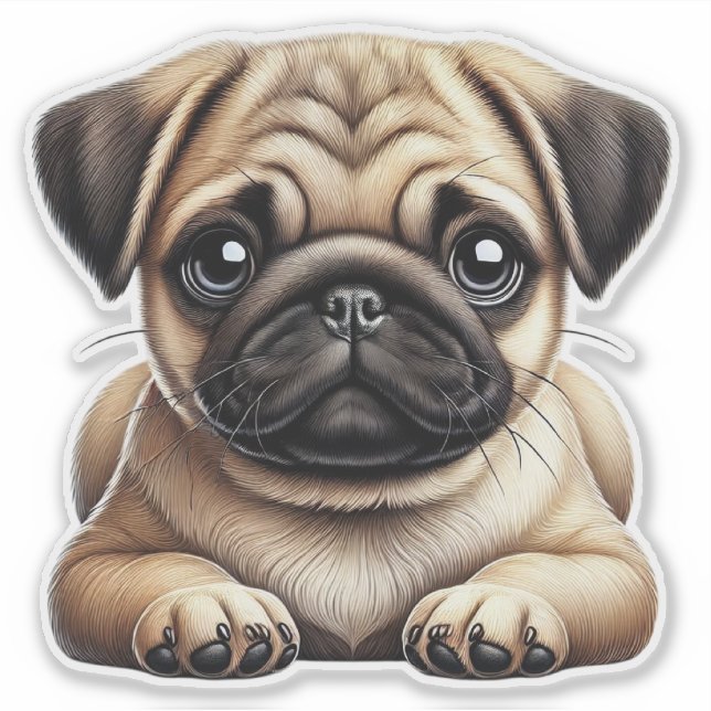 Mops Puppy Aufkleber (Vorderseite)