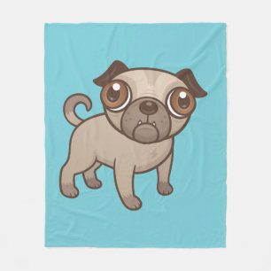 Mops Puppy Cartoon Fleecedecke