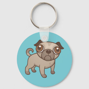 Mops Puppy Cartoon Schlüsselanhänger