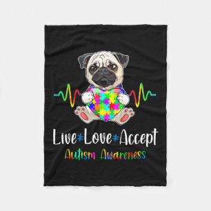 Mops Puzzle Piece Live Liebe Akzeptieren Autismus Fleecedecke