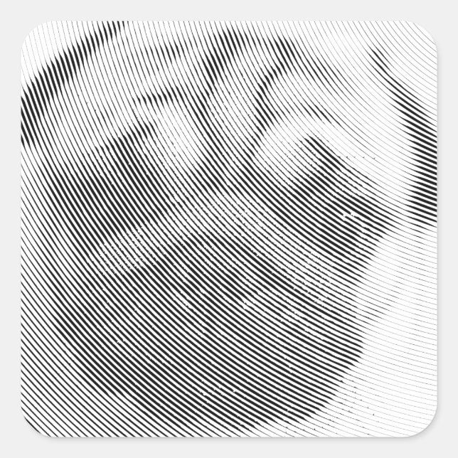 Mops Quadratischer Aufkleber (Vorderseite)