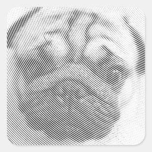 Mops Quadratischer Aufkleber