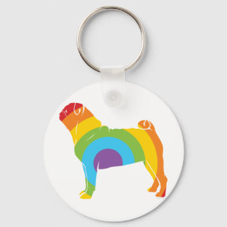 Mops Rainbow Connection! Schlüsselanhänger