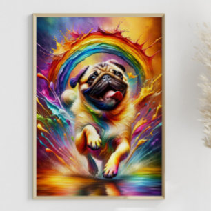Mops Rainbow Spritzer Kunst, Dichtung und Musik Mo Poster