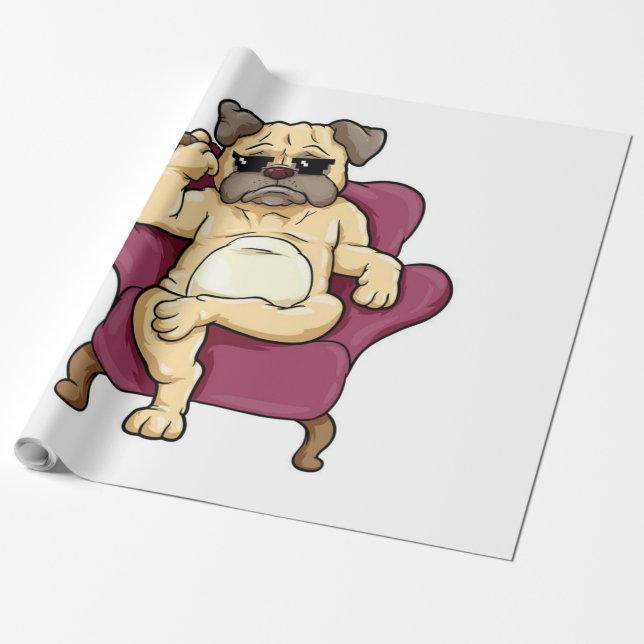 Mops Rauchen Zigar | Echt Cooler Mops Hund Geschenkpapier (Ungerollt)
