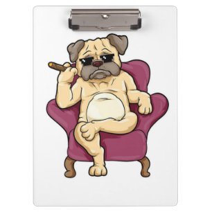 Mops Rauchen Zigar Echt Cooler Mops Hund Klemmbrett