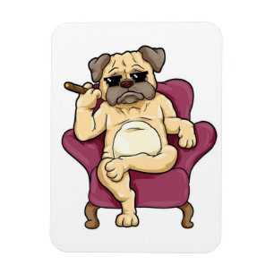 Mops Rauchen Zigar Echt Cooler Mops Hund Magnet