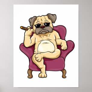 Mops Rauchen Zigar Echt Cooler Mops Hund Poster