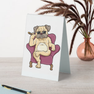 Mops Rauchen Zigar Echt Cooler Mops Hund Tischaufsteller